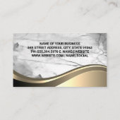 絵を描ブラシのロゴ |大理石メタリック背景 名刺 (裏面)