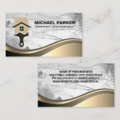 絵を描ブラシのロゴ |大理石メタリック背景 名刺 (正面/裏面)