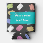 絵を描ブラシストロークの黒いカスタム文字 缶クーラー (正面)