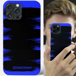 絵を描ブラシ名前をカスタムするブラックブルークール iPhone 12ケース