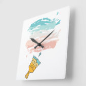 絵を描ブラシ スクエア壁時計 (傾斜)