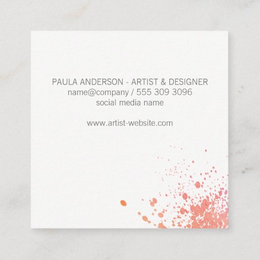 絵を描ブラシ |スパッタ |芸術的 | スクエア名刺 (裏面)