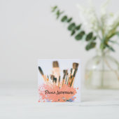 絵を描ブラシ |スパッタ |芸術的 | スクエア名刺 (スタンド正面)