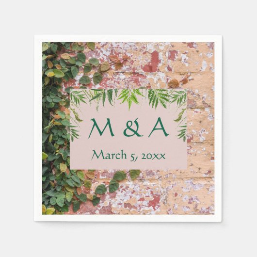 絵を描ブリック・グリーン結婚アイビーのカクテル・ナプキンス スタンダードカクテルナプキン (正面)