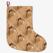 絵を描ベージュ色 ラージクリスマスストッキング (正面)