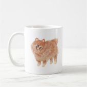 絵を描ポメラニア犬ポートレート コーヒーマグカップ (左)