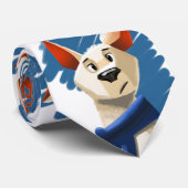 絵を描ポートレートが青い背景の犬 ネクタイ (ロール)