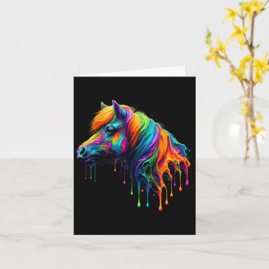 絵を描ミニチュア乗馬の馬乗り馬 カード (黄色い花)