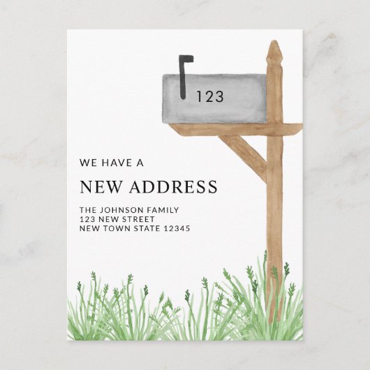 絵を描メールボックスの水彩新しいホームムービング 案内ポストカード (正面)