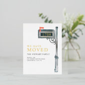 絵を描メールボックスの水色の新しいホーム移動 箔招待状ポストカード (立ち正面)