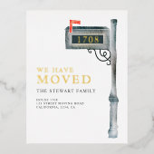 絵を描メールボックスの水色の新しいホーム移動 箔招待状ポストカード (正面)