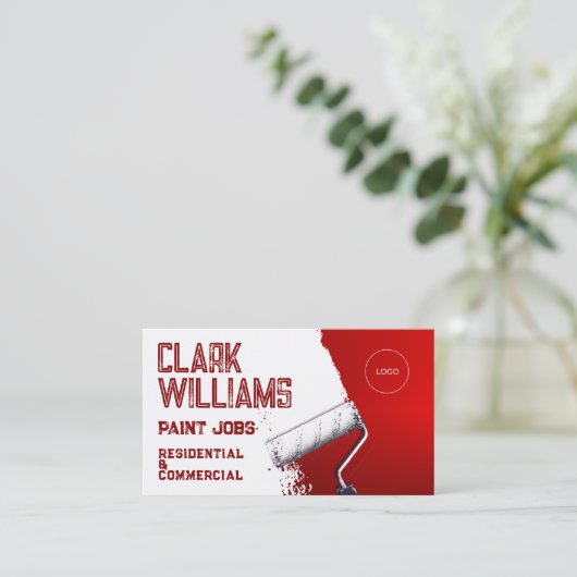 絵を描モダンインスパイアRED 名刺 (スタンド正面)