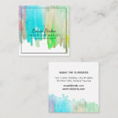 絵を描モダンミニマルティール(緑がかった色)ブルーアーティスト スクエア名刺 (正面/裏面)