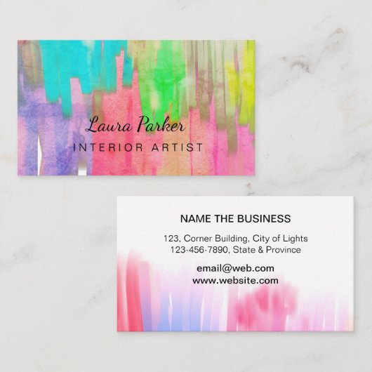 絵を描モダン抽象芸術水ミニマル彩画 名刺 (正面/裏面)