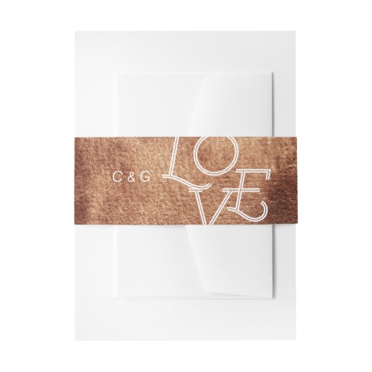 絵を描モダン銅シンプル結婚色 招待状ベリーバンド (正面例)