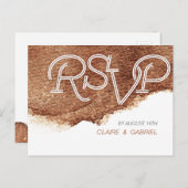 絵を描モダン銅シンプル色ウェディングRSVP インビテーションポストカード (正面/裏面)