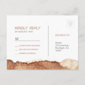 絵を描モダン銅シンプル色ウェディングRSVP インビテーションポストカード (裏面)