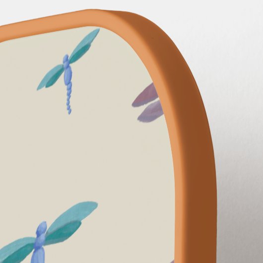 絵を描モノグラムのDragonfliesパターン名の追加 ピックルボールラケット (左詳細)