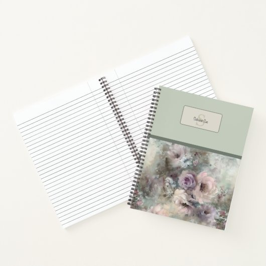絵を描ヴィンテージバラフローラルパターンモノグラム ノートブック (内部)