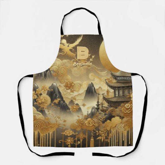 絵を描中国のフェイク金の滴モノグラムのり エプロン (正面)