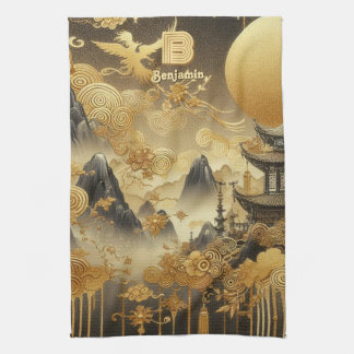絵を描中国のフェイク金の滴モノグラムのり キッチンタオル