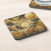 絵を描中国のフェイク金の滴モノグラムのり コースター (左側)