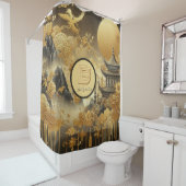 絵を描中国のフェイク金の滴モノグラムのり シャワーカーテン (インサイチュ)