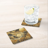 絵を描中国のフェイク金の滴モノグラムのり スクエアペーパーコースター (インサイチュ)