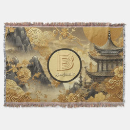 絵を描中国のフェイク金の滴モノグラムのり スローブランケット