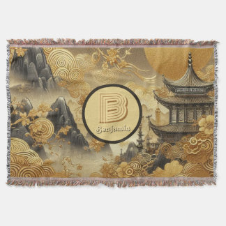 絵を描中国のフェイク金の滴モノグラムのり スローブランケット