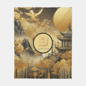 絵を描中国のフェイク金の滴モノグラムのり フリースブランケット (正面)