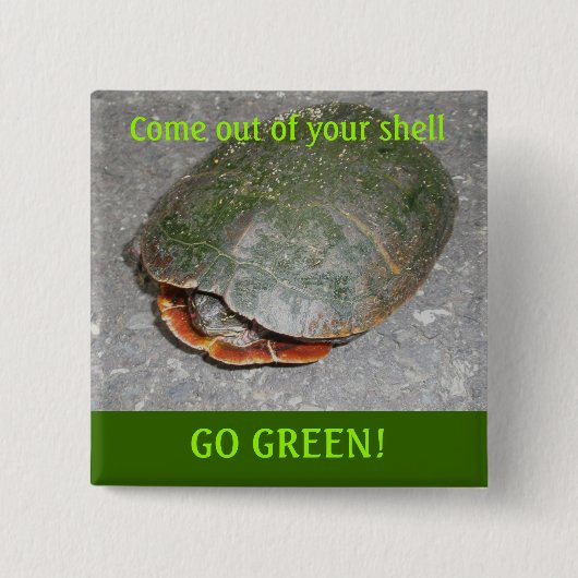 絵を描亀環境にやさしいことをしよう 缶バッジ (正面)