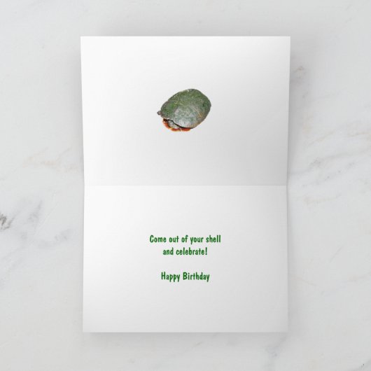 絵を描亀誕生日グリーティングカード カード (内部)