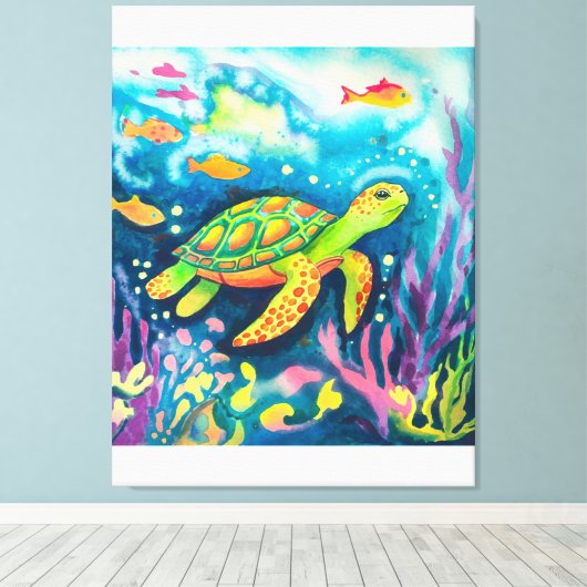 絵を描亀 キャンバスプリント (インサイチュ (ウッドフロア))