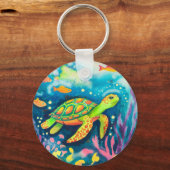 絵を描亀 キーホルダー (正面)