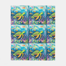 絵を描亀 フリースブランケット