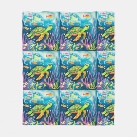 絵を描亀 フリースブランケット (正面)