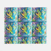 絵を描亀 フリースブランケット (正面(横))