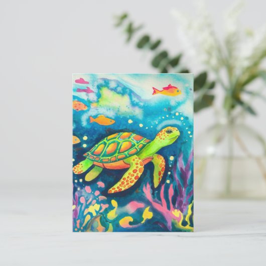 絵を描亀 ポストカード (スタンド正面)