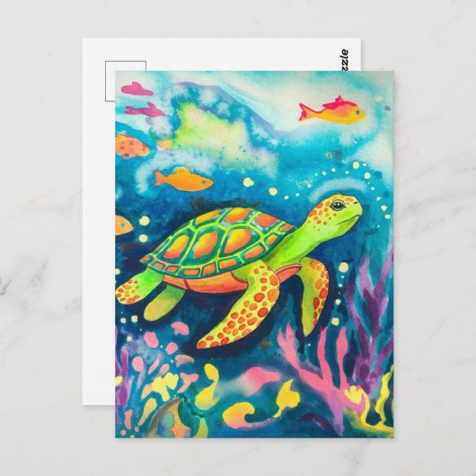 絵を描亀 ポストカード (正面/裏面)
