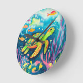 絵を描亀 ラウンド壁時計 (傾斜)