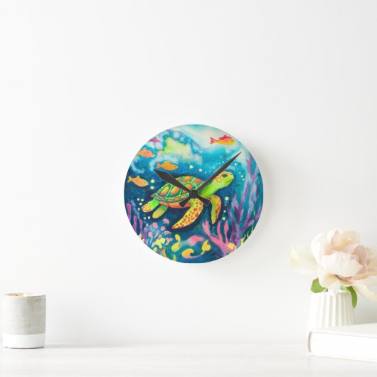 絵を描亀 ラウンド壁時計 (ホーム)