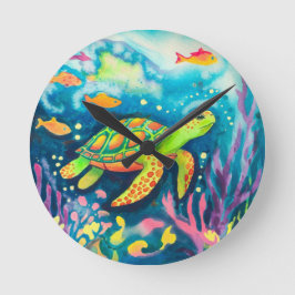 絵を描亀 ラウンド壁時計