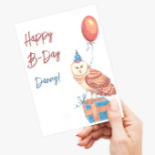 絵を描可愛いフクロウハッピーバースデーはがき ポストカード