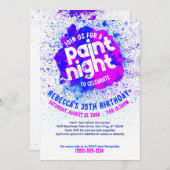 絵を描夜誕生日招待状 – 青 招待状 (正面/裏面)