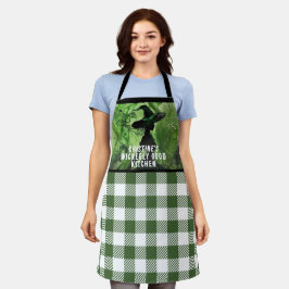 絵を描妙に良い魔女グリーンギンガムプレイド エプロン