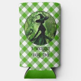 絵を描妙に良い魔女グリーンギンガムプレイド スリム缶クーラー