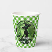 絵を描妙に良い魔女グリーンギンガムプレイド 紙コップ (正面)