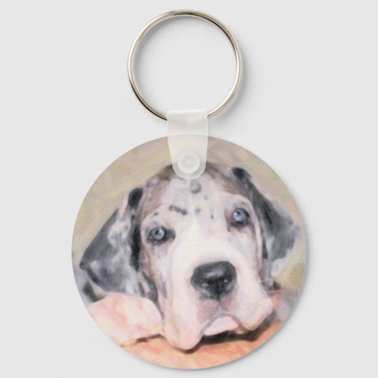 絵を描子犬 キーホルダー (正面)