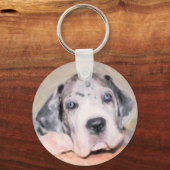 絵を描子犬 キーホルダー (正面)